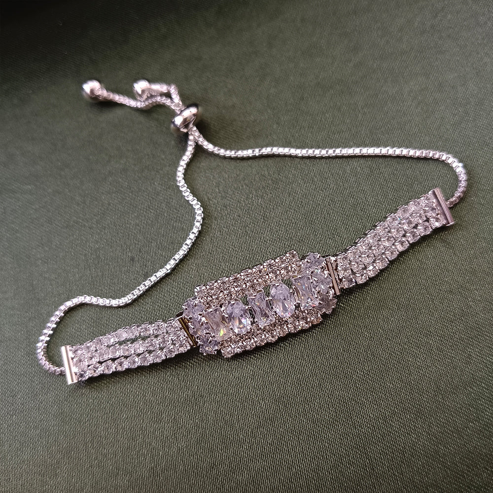 Urthn Silver Plated AD Stone Bracelet