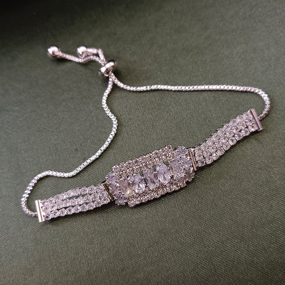 Urthn Silver Plated AD Stone Bracelet