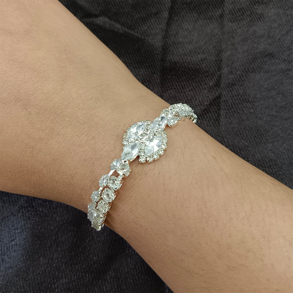 Urthn Silver Plated AD Stone Bracelet