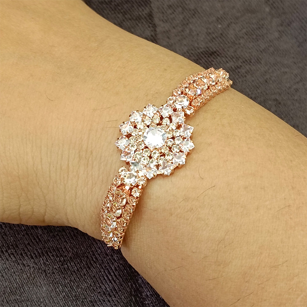 Urthn Rose Plated AD Stone Bracelet