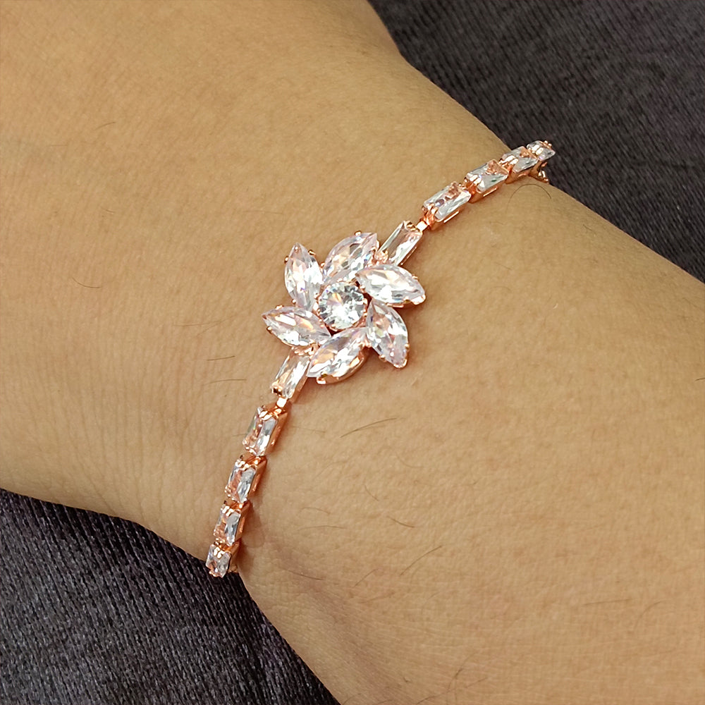 Urthn Rose Plated AD Stone Bracelet