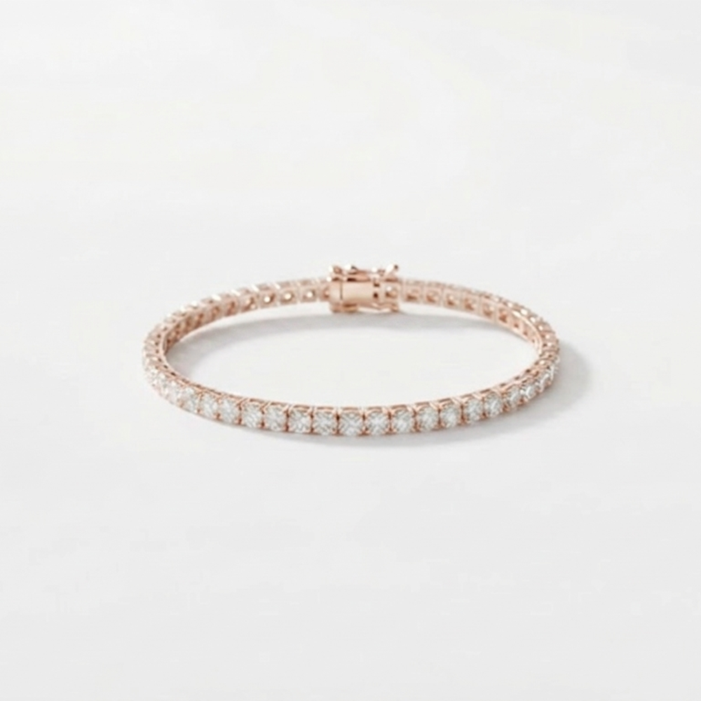 Urthn SparkLuxe Crystal Stone Rose Gold Plated Tennis Bracelet for Women(Pack Of 6)