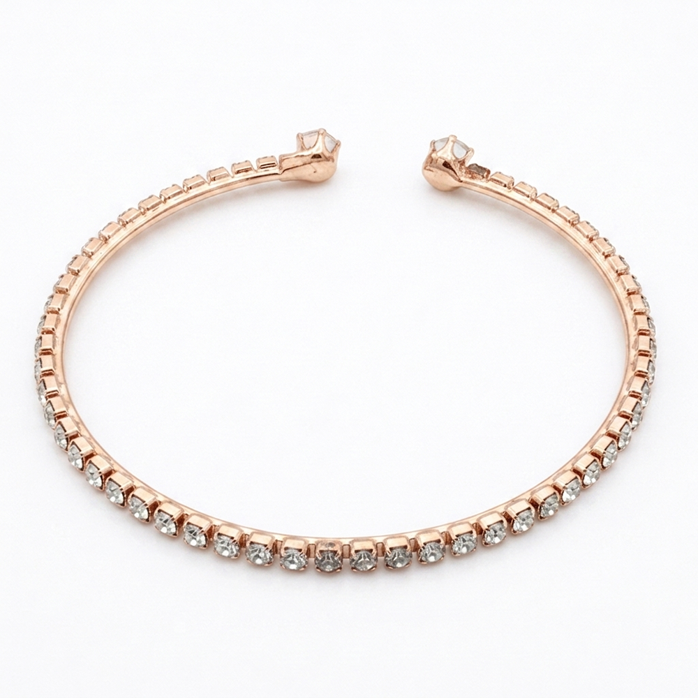 Urthn Rose Gold Plated Plated Sparkling Austrian Stone Bracelet For Women(Pack of 12)