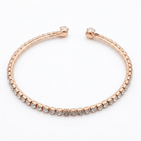 Urthn Rose Gold Plated Plated Sparkling Austrian Stone Bracelet For Women(Pack of 12)