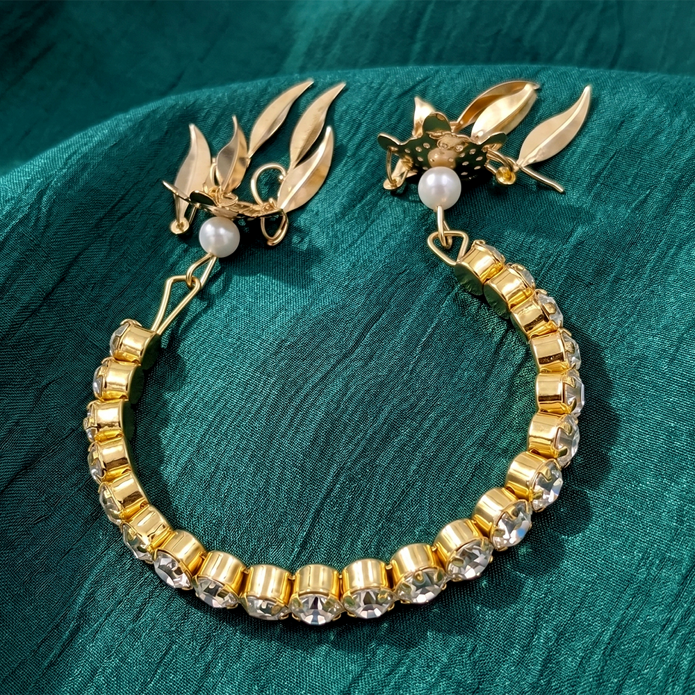 Urthn Gold Plated Sparkling Austrian Stone Bracelet For Women (Set of 6)