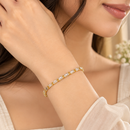Urthn Dazzling American Diamond Gold Plated Bracelet | Trendy Festive & Party Wear