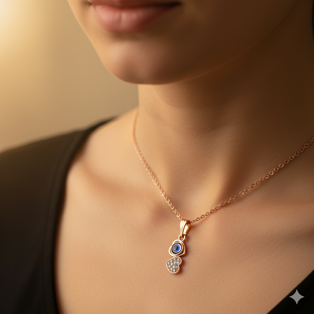 Darshana Jewels Heart Shaped Evil Eye Chain Pendant