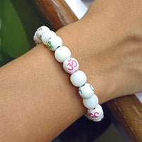 Urthn OM White Beads Bracelet (Pack Of 6)