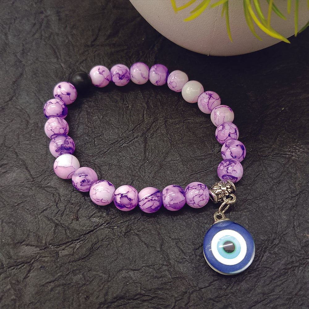 Urthn Purple Beads Evil Eye Bracelet