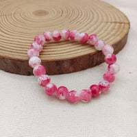 Urthn Pink Glass Beads Bracelet - 1405119 (Pack Of 6)