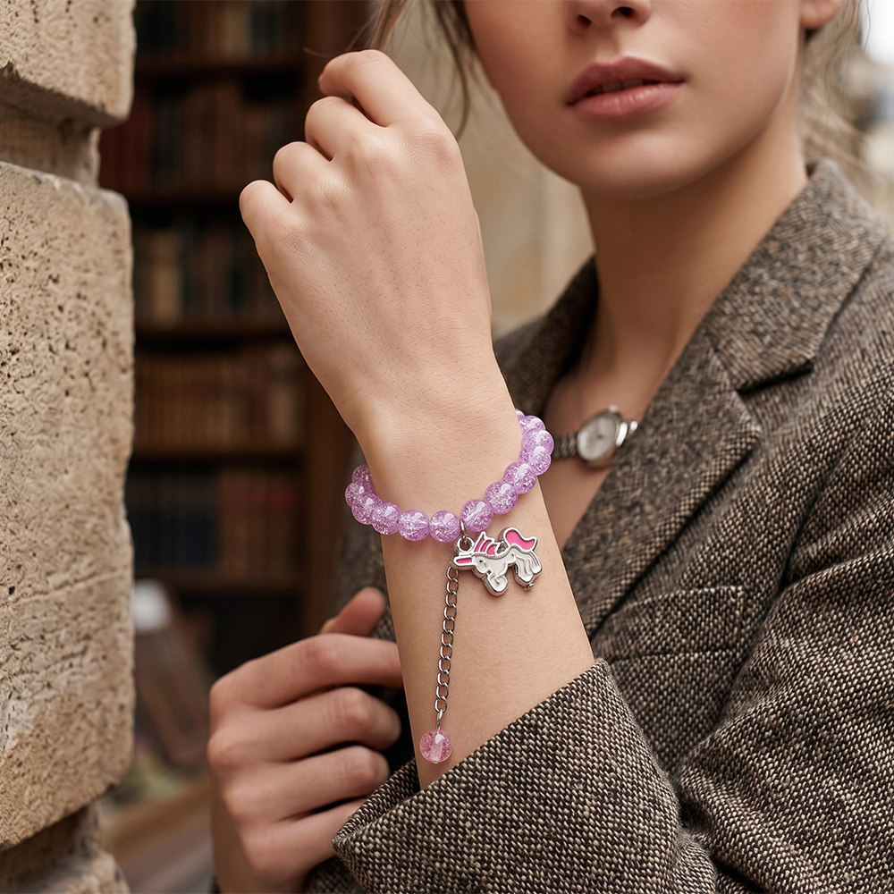 Urthn Crackle Beads And Charms Stylish Bracelets For Kids  (Set of 6)