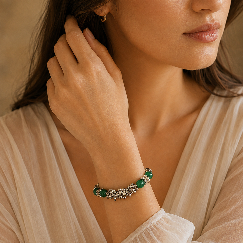 Urthn Green Beads Stylish Bracelets for Women
