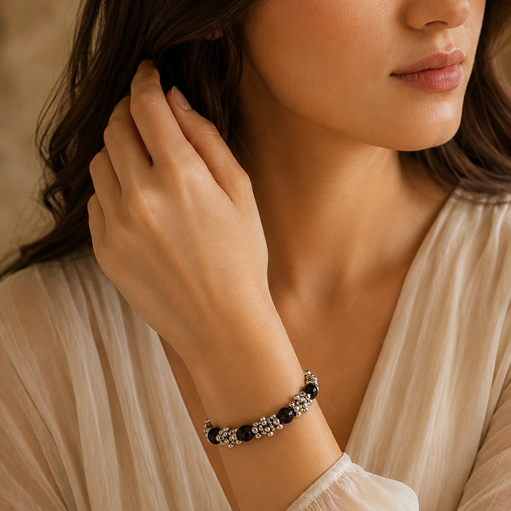 Urthn Black Beads Stylish Bracelets for Women