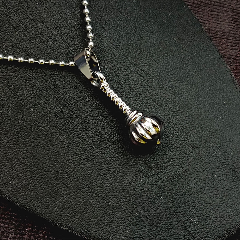Urthn Hanuman Gada Silver Pendant with ball chain For Unisex