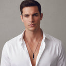 Urthn Sleek Rectangular Black Inlay Pendant with Chain  for Men's (Pack Of 6)