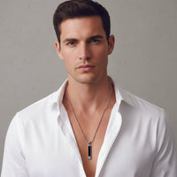 Urthn Sleek Rectangular Black Inlay Pendant with Chain  for Men's (Pack Of 6)