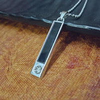 Urthn Sleek Rectangular Black Inlay Pendant with Chain  for Men's (Pack Of 6)