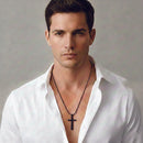 Urthn Statement Black Cross Pendant with Chain  for Men's (Pack Of 6)