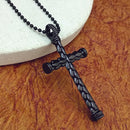 Urthn Statement Black Cross Pendant with Chain  for Men's (Pack Of 6)
