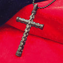 Urthn Statement Black Cross Pendant with Chain  for Men's (Pack Of 6)