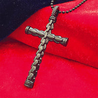 Urthn Statement Black Cross Pendant with Chain  for Men's (Pack Of 6)