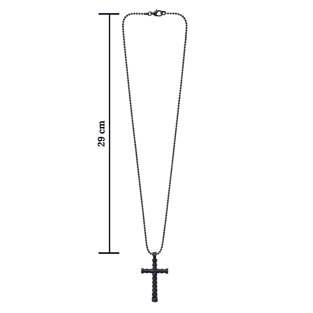 Urthn Statement Black Cross Pendant with Chain  for Men's (Pack Of 6)