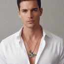 Urthn Flying Eagle Silver Finish Pendant Chain for Men (Pack Of 6)