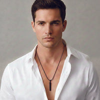 Urthn Everyday Wear Black Finish Bar Pendant Necklace for Men's (Pack Of 6)