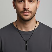 Urthn Stylish Black Bar Mens Necklace (Pack Of 6)