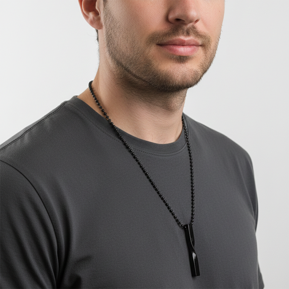 Urthn Stylish Black Bar Mens Necklace (Pack Of 6)