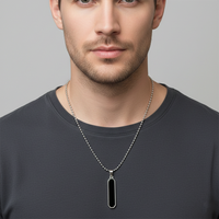 Urthn Stylish Sleek Black Bar Mens Necklace (Pack Of 6)
