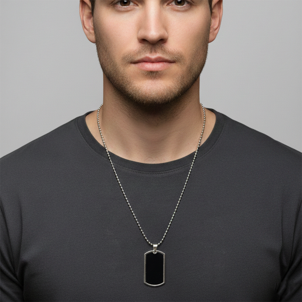 Urthn Stylish  Black Tag Mens Necklace (Pack Of 6)