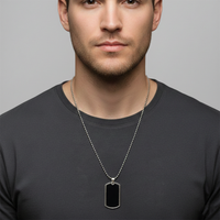 Urthn Stylish  Black Tag Mens Necklace (Pack Of 6)