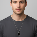 Urthn Stylish Minimal Black Plate Tag Mens Necklace (Pack Of 6)