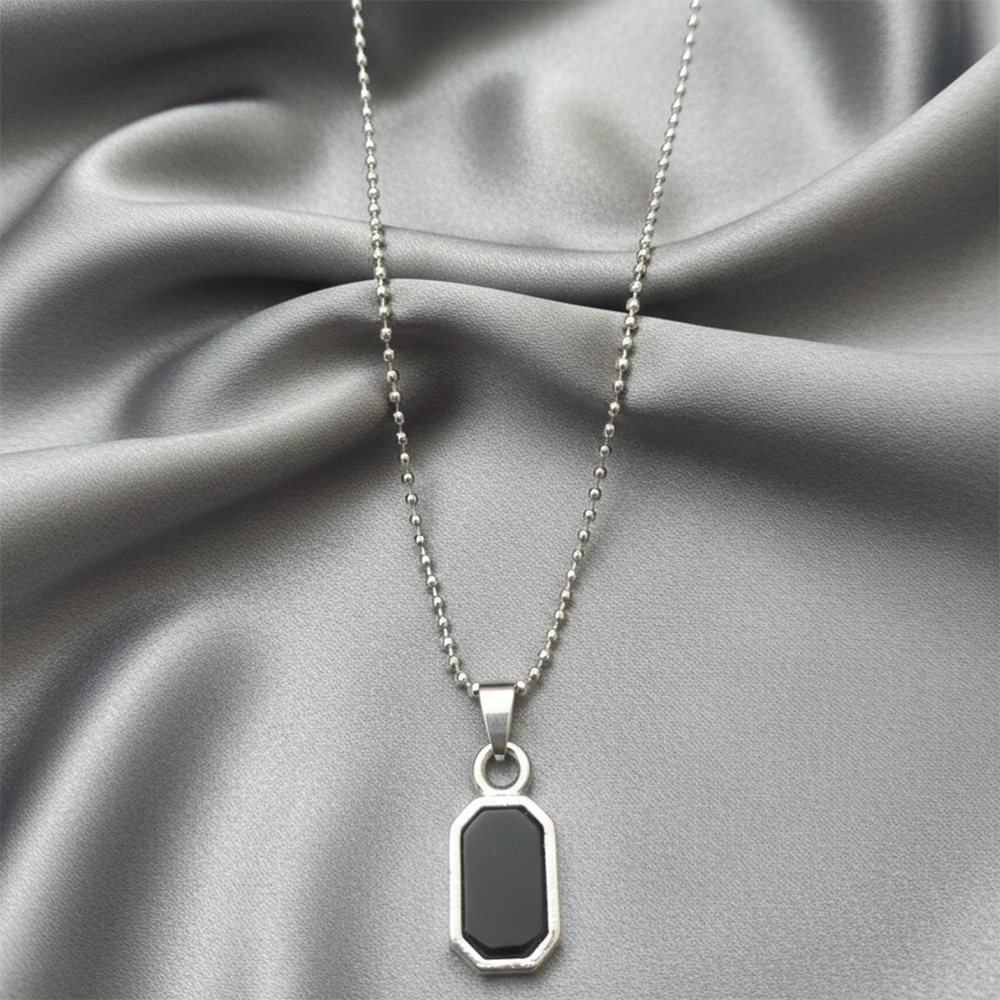 Urthn Stylish Minimal Black Plate Tag Mens Necklace (Pack Of 6)