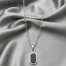 Urthn Stylish Minimal Black Plate Tag Mens Necklace (Pack Of 6)