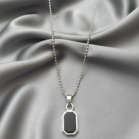 Urthn Stylish Minimal Black Plate Tag Mens Necklace (Pack Of 6)