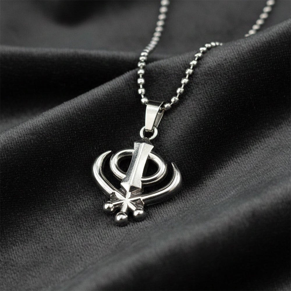 Urthn Mens Spiritual Khanda Symbol Chain Necklace(Pack of 6)