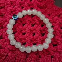 Urthn Grey Obsidian Beads Bracelet with Evil Eye Charm