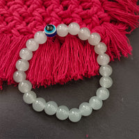 Urthn Grey Obsidian Beads Bracelet with Evil Eye Charm