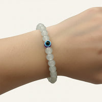 Urthn Grey Obsidian Beads Bracelet with Evil Eye Charm