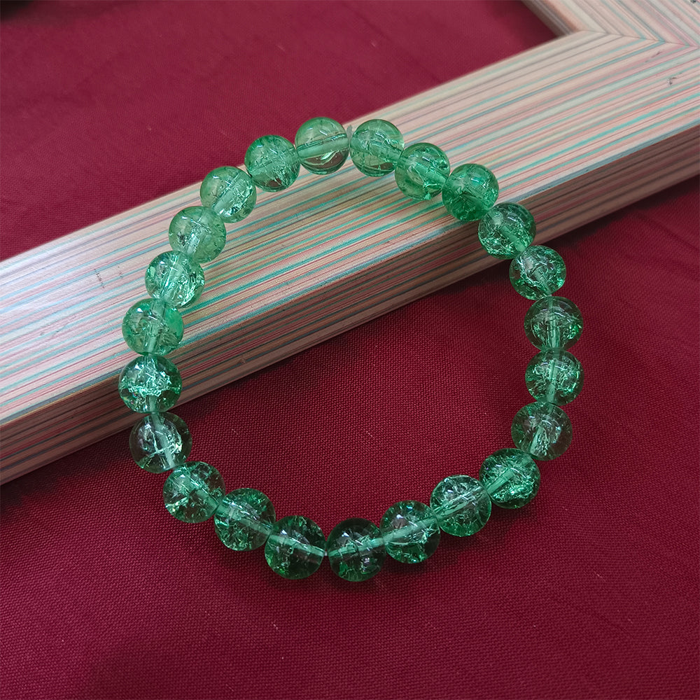 Urthn Stretchable Green Beaded Wrist Bracelet (Pack Of 6)