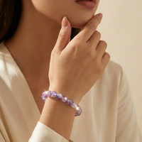 Urthn Stretchable Purple Beaded Wrist Bracelet