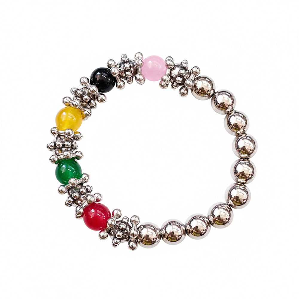 Urthn Stretchable Multi Color Beaded Wrist Bracelet