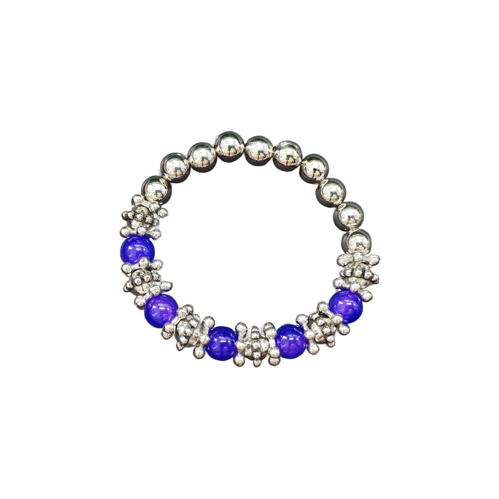 Urthn Stretchable Purple Color Beaded Wrist Bracelet