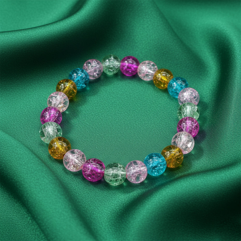 Urthn Crystal Crackle Multicolor Glass Beads Bracelet (Pack Of 6)