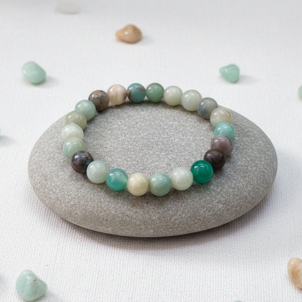 Urthn Amazonite Natural Stone Bracelet For Emotional Balance(Pack of 3)