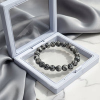 Urthn Black Sesame Jasper Natural Stone Bracelet(Pack of 3)