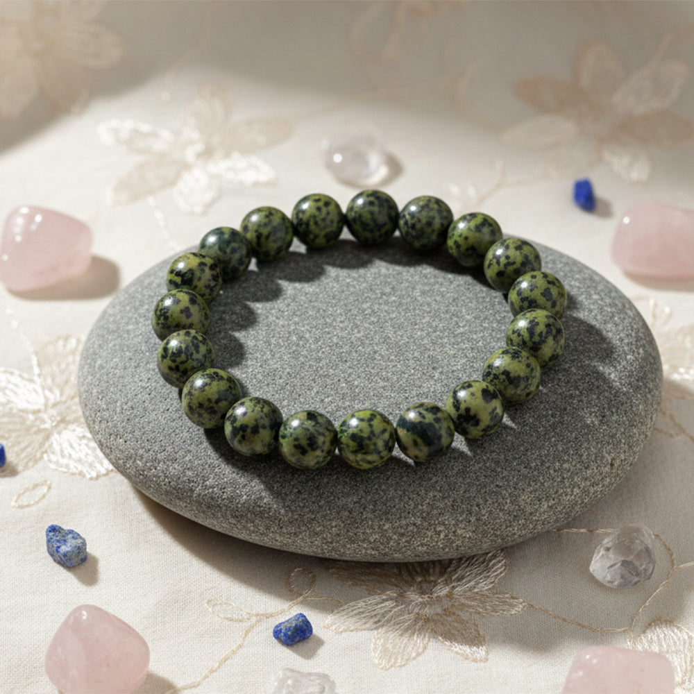 Urthn Russian Serpentine Natural Stone Bracelet For Protection & Healing(Pack of 3)