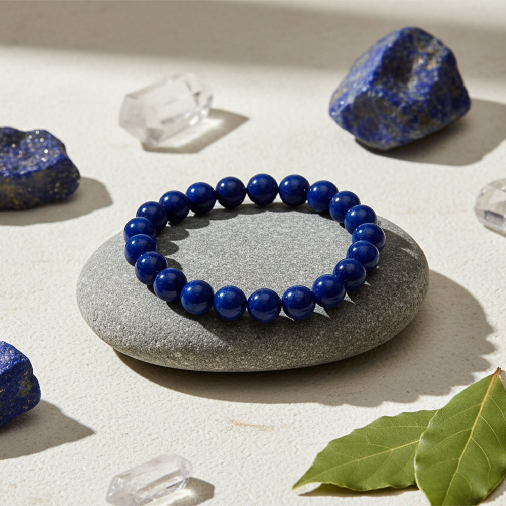 Urthn Lapis Lazuli Natural Stone Bracelet For Meditation(Pack of 3)